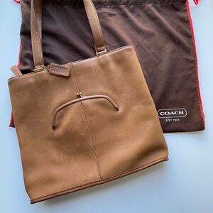 Coach Vintage NYC Bonnie Cashin Skinny Tote Brown Kisslock Leather Bag +Dust Bag